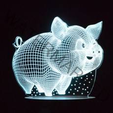 홈마인 LED 3D 무드등 E type 동물 1 시리즈, E06 돼지