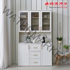 라자가구 위드 고메 1200 주방수납장 세트 그릇장형 nk006, 화이트+대리석
