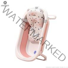 [국내당일배송]LMLL&PP 휴대용 접이식 아기욕조 욕조, 욕조+공중부양용 패드, 1개, 분홍색