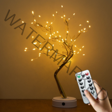 이코노미쿠스 LED 무선 감성 나무 침대 간접 조명 전등 수면등 무드등 크리스마스, 나무와 잎 (리모컨)