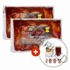 [춘천직송] 국내산닭 냉장 춘천닭갈비 1kg 2팩(소스 우동사리 증정) 당일제조발송 달수 한입 양념닭갈비, 2팩