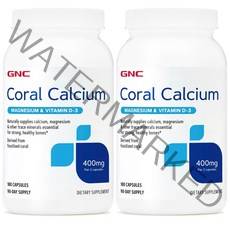 GNC 코랄 칼슘 마그네슘 & 비타민 D3 400mg 캡슐 글루텐 프리, 180개입, 2개