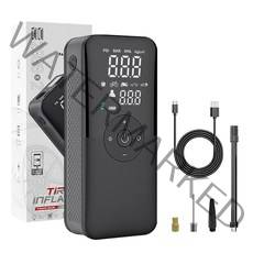 Cooela led 초강력 미니 전동 에어펌프 휴대용 적용하다 차량용 자전거 농구 에어매트 자동 정지, 블랙 16*6.6*4cm