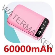보조배터리 대용량 배터리 무선 보조 고속 충전 20000 99000mah 휴대용 미니 전원 은행 led 디지털 디스플레이 전원 은행 외부 팩 for iphone 12pro, 핑크 - 60000mah