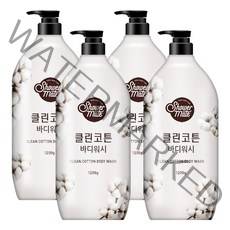 샤워메이트 클린코튼 바디워시 목화솜향, 1200g, 4개