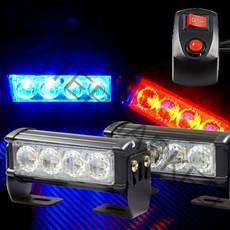 12V 실외용 LED 4발 각도조절 파박이 경광등, 블루-레드LED