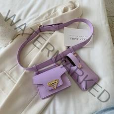 FREELIFE 조각 여성 벨트 가방 럭셔리 디자이너 전술 허리 가죽 플랩 화니 팩 어깨 가슴 지갑, A Purple belt bag-442