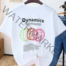 남자 오버핏 반팔 티 Dynamics 프린팅 여름 커플 남녀공용