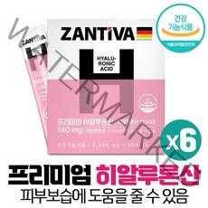 히알루론산 식약처인증 콜라겐 수분충전 피부보습 건강한 피부 도움 건강기능식품 분말 가루 스틱, 6박스, 30포