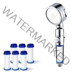 3단조절 원터치 절수샤워 헤드 + 필터 6p 세트, 1세트