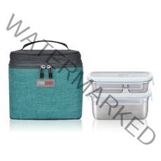 스텐락 퓨어 직사각 2단 도시락 중 500ml + 1000ml 세트, VINTAGE GREEN, 1세트