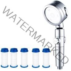 360도 회전 원터치 3단 조절 절수샤워기, 실버+필터5