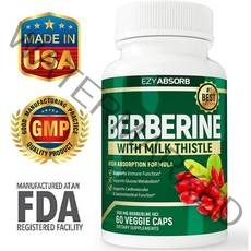 천연 베르베린 EzyAbsorb Gluten-Free Berberine 500mg 면역지원 AMPK 대사 활성제, 60정