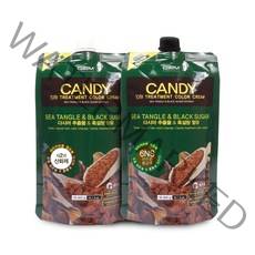 C2M 캔디 티에스 트리트먼트 칼라 크림 염모제 1제 400ml + 2제 400ml, 어두운 황갈색(6NS), 1세트