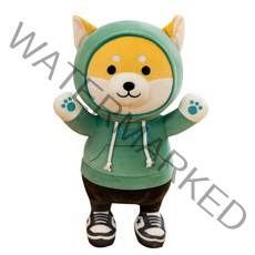 해솔 후드티 강아지 모찌 안고자는 수면 애착 인형, 그린 시바견