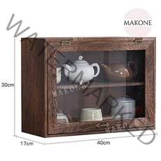 Makone 상표등록 그릇장식장 옛날찬장 엔틱 원목 찻장 주방 카페장, 스타일B