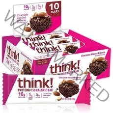 씽크씬 린 프로틴 & 파이버 바 40g 프로틴 10g 글루텐 프리, 초콜릿 아몬드 브라우니(Chocolate Almond Brownie), 10개입