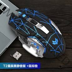 충전식 2.4GHz 무선 LED 게이밍 마우스 레이져 600mAh, 기본형, 블랙