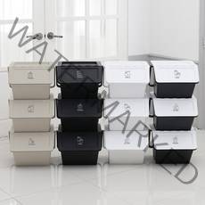 모던데일 재활용 분리수거함 2P, 블랙화이트BW, 2개