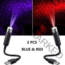 자동차풋등 방수led바 화물차led 자동차 지붕 LED 은하수 조명 프로젝터 분위기 있는 별밤 라이트 USB 장식 램프 조정 가능 차량 내부 장식등 2개, [01] 파란
