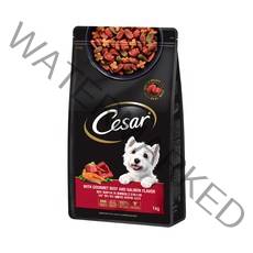 시저 애견용 연어맛이 곁들여진 최상급 쇠고기 어덜트 사료, 1kg, 1개