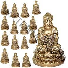 We pay your sales tax [Set of 16] 2” Tall Gold Meditating Buddha Figurines Peace Luck Prosperity Sta, 1
