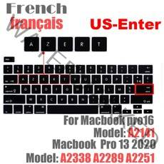 무소음 키보드 커버 EU US Macbook Pro 13 2020 M1 칩 A2338 16 2019 And141 키보드 커버 소프트 실리콘 A, 한개옵션2, 08 US France, 한개옵션1