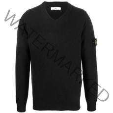 [스톤아일랜드] 22FW 와펜 브이넥 니트 블랙 7715533A3 V0029