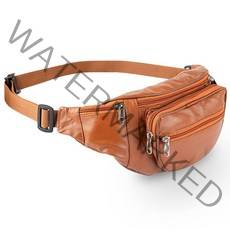 Liberty Leather 천연 양 나파 가죽 허리 가방 | 야외 사용 및 여행용 남성 여성용 멀티 포켓 미니 패니 팩 걷기 하이킹 사이클링을 위한 조절 가능한 스트랩 범 블랙., Large, Tan