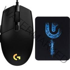 로지텍 유선마우스 G102 2ND 최신 버전, Black, G로고 마우스패드 포함