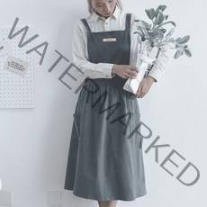 스토리빙 린넨 원피스 앞치마, 블루