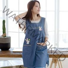 데코에버 귀여운토끼 원피스형 앞치마, 블루(빅L 77~88)