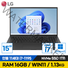 LG 15인치 그램 터치스크린 11세대 i7 1TB RAM16G WIN11 포함 15Z95P 노트북, 15인치 터치스크린, WIN11 Home, 16GB, 코어i7, 블랙