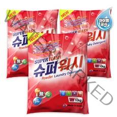슈퍼워시 찬물 세탁 가루세제, 10kg, 3개