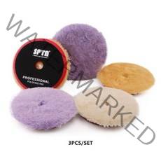 폴리싱패드 SPTA 3 인치 80mm 5 125mm 6 150mm 퍼플 베이지 오렌지 울 고밀도 양모 연마 패드 RO DA 폴리셔용 싱글, 3Pcs Mix Color_6 Inch(150mm) |