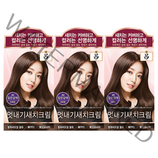 려 우아채 멋내기 새치크림 염색약 X 3개 셀프새치염색 바르는염색약 흰머리염색약 새치커버염색약 산화제, 4N 짙은갈색