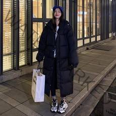 ANYOU 겨울 롱 후드 코트 여자롱패딩 여성 일상 루즈핏 우정 롱패딩