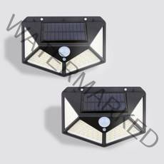 솔까든 태양광 100구 감지 벽부등 100led 3모드 모션감지 센서등 2개입, 블랙