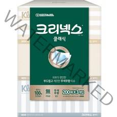 크리넥스 클래식 천연펄프 미용티슈 2겹 200매, 3개입, 1팩