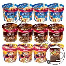 켈로그 컵시리얼 콘푸로스트30g x4개+후르트링30g x4개+첵스초코30g x4개 + 미니 시리얼 30g 증정, 1세트