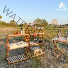 캠핑지구 접이식 캠핑 우드쉘프 선반 원목 폴딩 감성 6type, (01)우드쉘프(3단50)