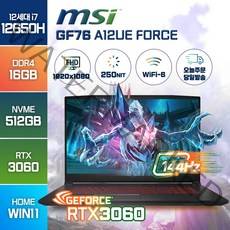 MSI Sword GF76 A12UE 포스 12세대 i7-12650H RTX3060 17인치 윈도우11, WIN11 Home, 16GB, 512GB, 코어i7, 블랙