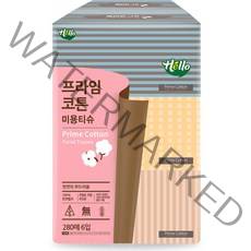 헬로 천연펄프 프라임 코튼 미용티슈 280매, 6개입, 1개