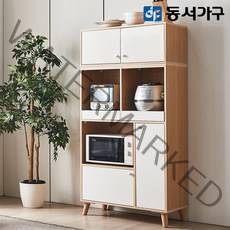 동서가구 애니 800 렌지대+상부장 세트 에어프라이기 밥솥 선반 주방수납장 DF643625, 오크화이트