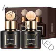 쿤달 퍼퓸 차량용 디퓨저 75ml 2개 + 우드볼스틱 2개, 베이비파우더향, 1세트