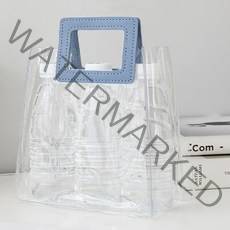 쉐어몰 모던 PVC 투명 선물포장 토트 쇼핑백, 블루사각