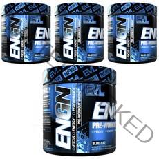 EVLUTIONNUTRITION ENGN 프리-워크아웃 엔진 블루 라즈 맛, 312g, 4개