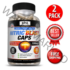 Kaya Naturals (2팩) Nitric 블라스트 60ct L-아르기닌 산화질소 NO3 테스토스테론 부스터