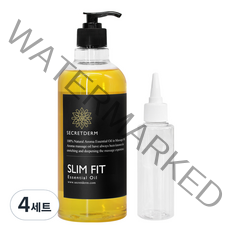 시크릿덤 아로마 슬림핏오일 에센셜 페이스 앤 바디 마사지오일 레몬플로워향 500ml + 펌프 랜덤발송 + 공병 100ml, 4세트