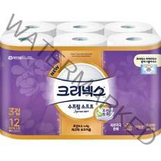 크리넥스 수프림 소프트 천연펄프 3겹 화장지 27m, 12롤, 1팩